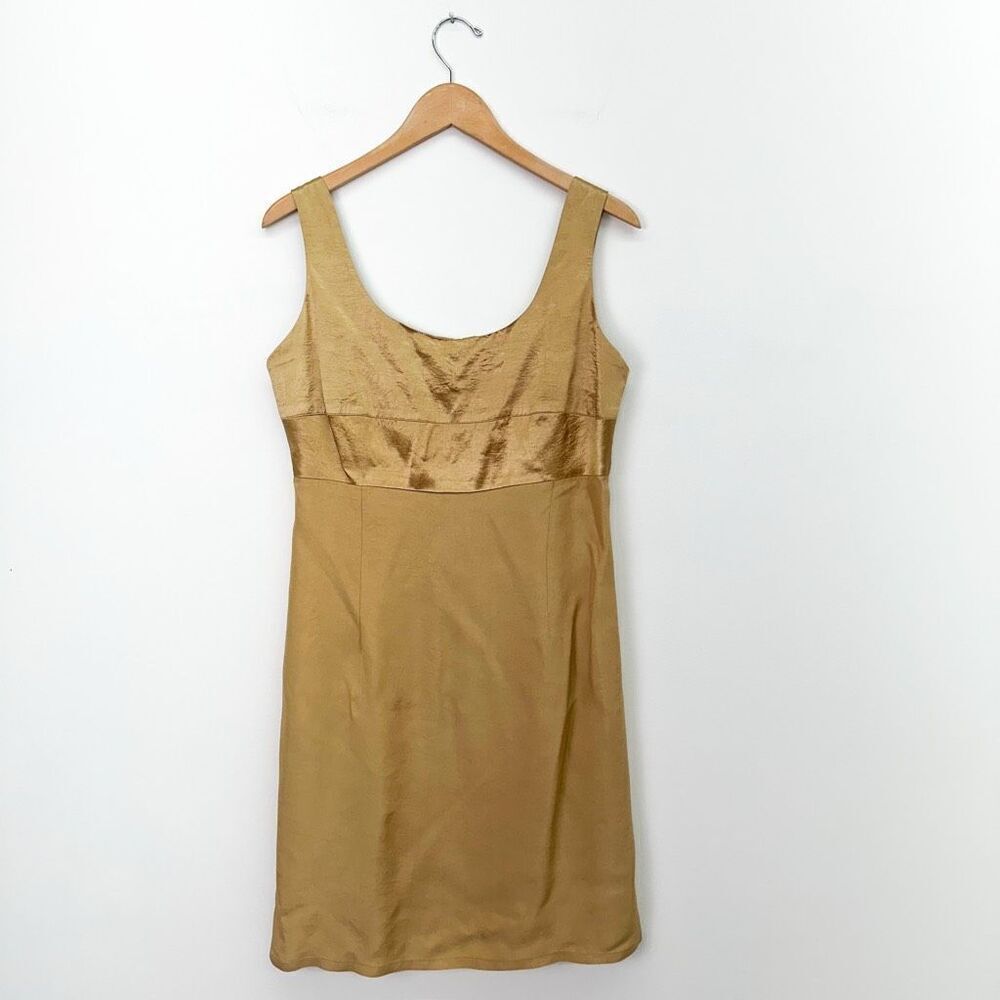 Diane Kroe Women’s Vintage Two Tone Gold Sleeveless Midi Dress